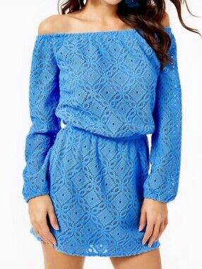 Lilly Pulitzer Lana Blue Thistle Trellis Lace Skort Romper